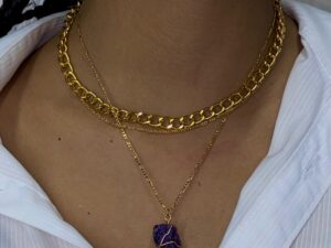 COLLAR TRIPLE DE CUARZO MORADO