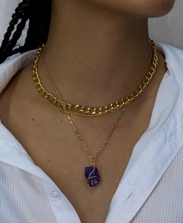 COLLAR TRIPLE DE CUARZO MORADO